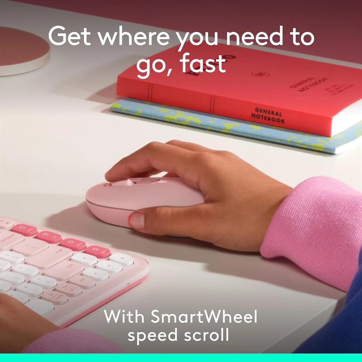 Logitech POP Mouse, Wireless Mouse with Customizable Emojis, SilentTouch Technology, Precision/Speed Scroll, Compact Design, Bluetooth, Multi-Device, OS Compatible - Rose - Image 3