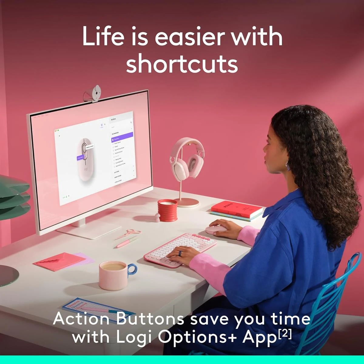 Logitech POP Mouse, Wireless Mouse with Customizable Emojis, SilentTouch Technology, Precision/Speed Scroll, Compact Design, Bluetooth, Multi-Device, OS Compatible - Rose - Image 5