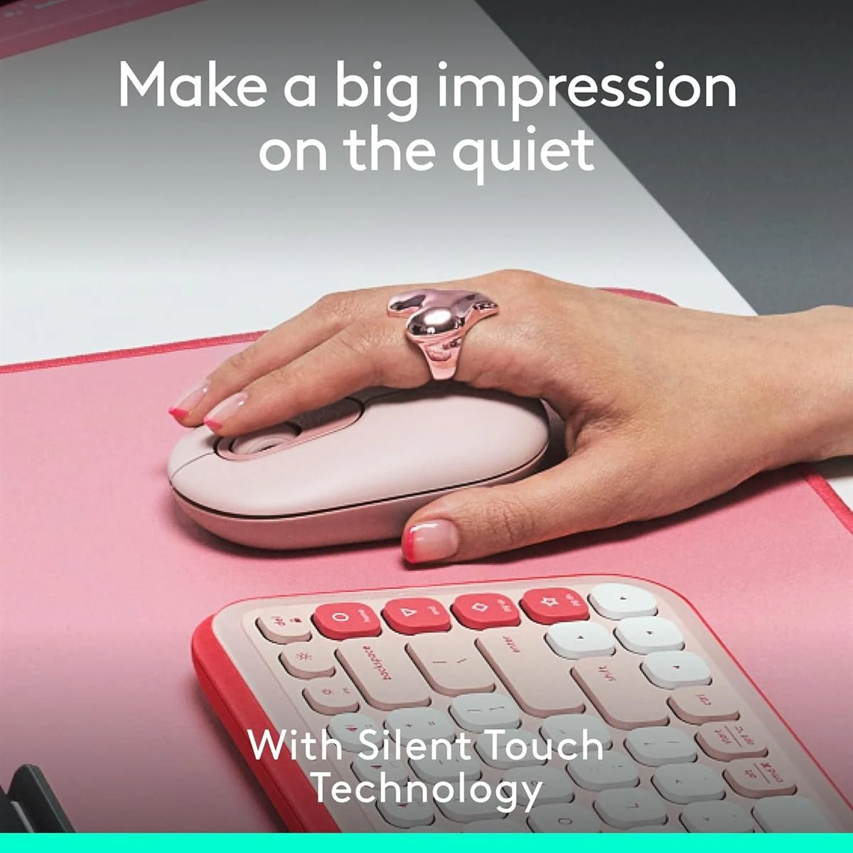 Logitech POP Mouse, Wireless Mouse with Customizable Emojis, SilentTouch Technology, Precision/Speed Scroll, Compact Design, Bluetooth, Multi-Device, OS Compatible - Rose - Image 6