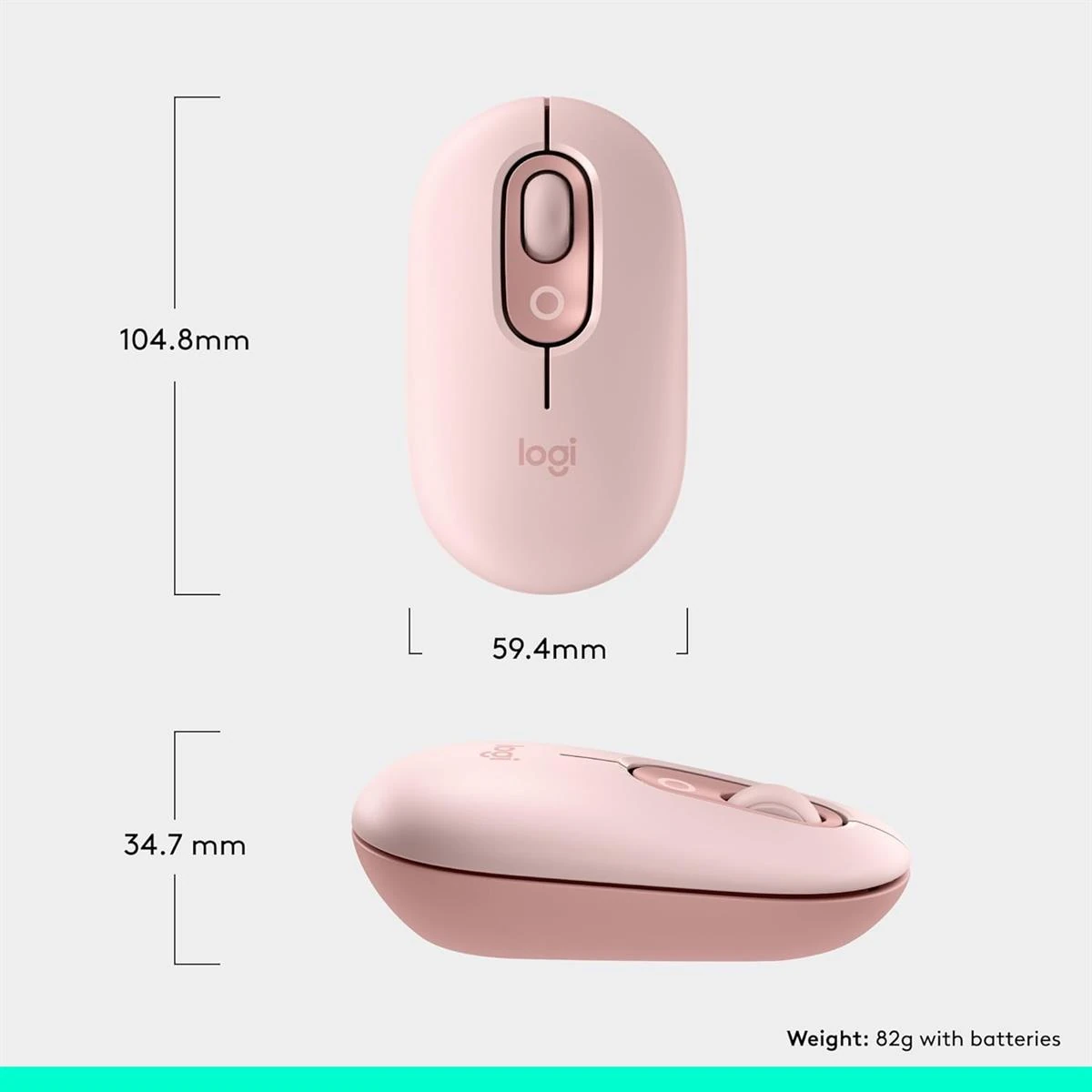 Logitech POP Mouse, Wireless Mouse with Customizable Emojis, SilentTouch Technology, Precision/Speed Scroll, Compact Design, Bluetooth, Multi-Device, OS Compatible - Rose - Image 8