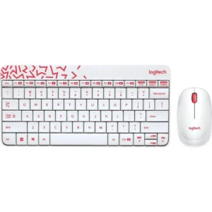 Logitech MK240 Nano Wireless Keyboard Mouse Combo - White / Vivid Red