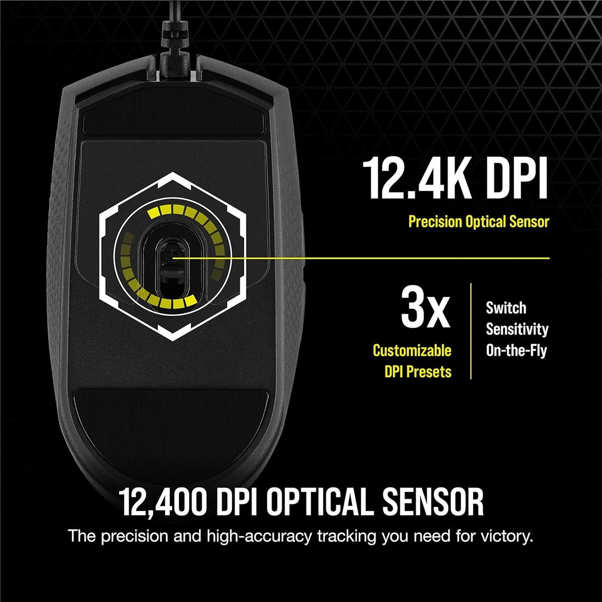 Corsair Katar Pro Ultra-Light Optical USB Gaming Mouse with Backlit RGB LED, 12400 DPI (Black) - Image 4