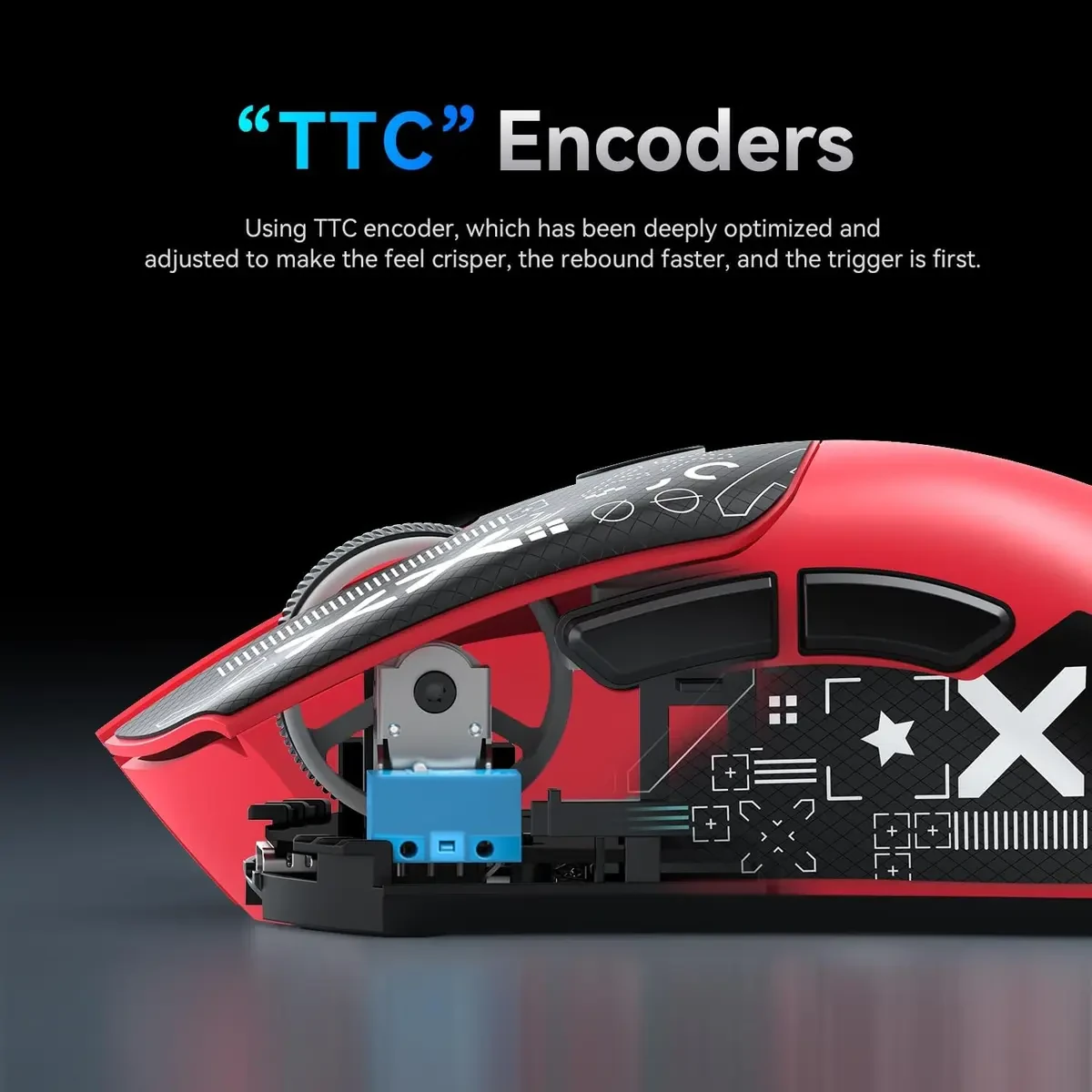 Attack Shark R1 Wireless Gaming Mouse, Tri-Mode Connection (2.4G/Wired/BT5.2), 55g Lightweight, 18K DPI Optical Sensor, HUYU 20 Million Key Life, Ergonomic Design, for PC/Laptop/Win/Mac - Red - Image 4