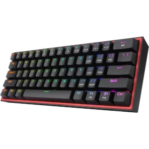 Redragon Fizz RGB K617 60% Wired Gaming Keyboard, 61 Keys Hot-Swap Compact Mechanical Keyboard w/ 16.8M RGB Backlight, Red Inner Design, Programmable Linear Red Switch, Pro Software (Black)