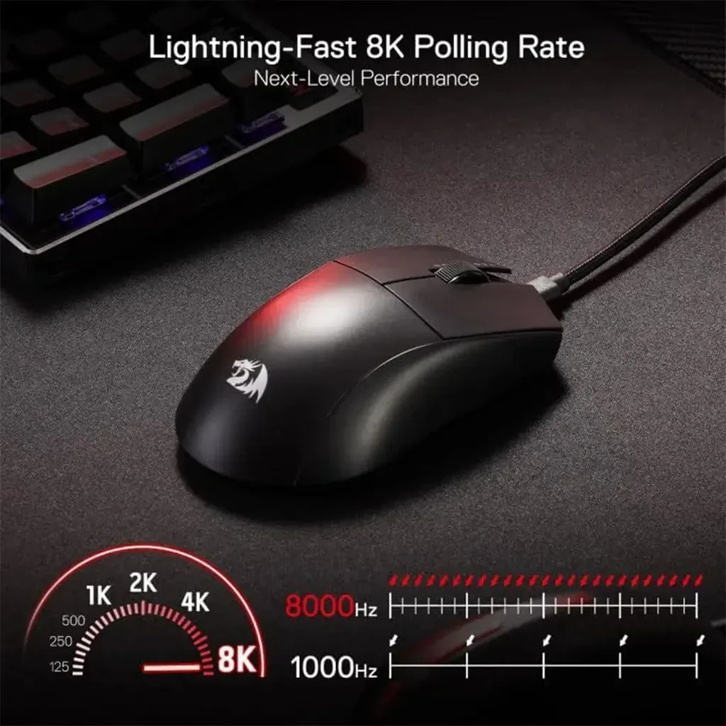 Redragon K1ng 8K M996 Wired Gaming Mouse, 42G Ultra-Light 26K Max DPI Optical Gaming Mouse with 5 Programmable Buttons, Ergonomic Natural Grip Build, Software Supports DIY Keybinds & DPI, Black - Image 4