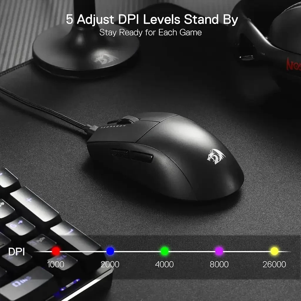 Redragon K1ng 8K M996 Wired Gaming Mouse, 42G Ultra-Light 26K Max DPI Optical Gaming Mouse with 5 Programmable Buttons, Ergonomic Natural Grip Build, Software Supports DIY Keybinds & DPI, Black - Image 8
