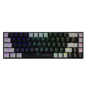 E-Yooso Z686 Gaming Keyboard - 68 Keys, USB Type-C Wired, Mechanical Keyboard, Lightweight, Anti-Ghosting,Double Shot Keycaps, Hotswappable Switch, RGB Backlight, Black Grey
