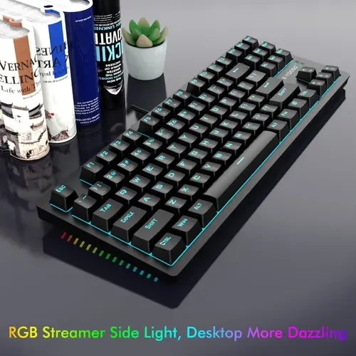 E-Yooso Z737 Combo Set - Full Keyboard, RGB Mouse, Mousepad, TKL Mechanical Keyboard, Blue Switches, Ice Blue Backlight, RGB Sidelight, Honey Comb Mouse, 10x10 Mousepad, Black - Image 3