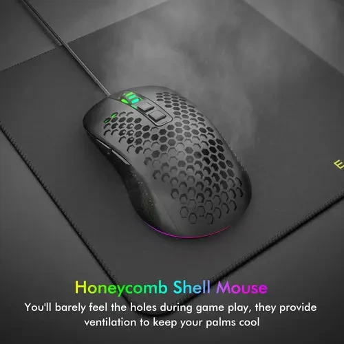 E-Yooso Z737 Combo Set - Full Keyboard, RGB Mouse, Mousepad, TKL Mechanical Keyboard, Blue Switches, Ice Blue Backlight, RGB Sidelight, Honey Comb Mouse, 10x10 Mousepad, Black - Image 5