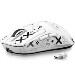 Attack Shark X3 Lightweight Wireless Gaming Mouse, 49g Tri-Mode Bluetooth/2.4G/USB-C Wired Mouse, PAW3395 26K DPI Sensor, 200h Battery Life, Programmable Buttons, Griptape for PC/Laptop/Mac - White