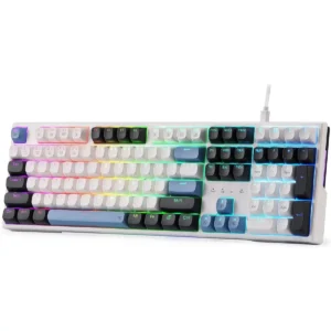 Redragon Trundle K668 Wired Gasket RGB Gaming Keyboard, 108 Keys Mechanical Keyboard w/Extra 4 Hotkeys, Upgraded Hot-Swappable Socket, Sound Absorbing Foam, Mixed Color Keycaps, Custom Linear Switch (Glacier Azure)