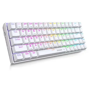E-Yooso Z686 Tri-Mode Wireless Gaming Keyboard - 68 Keys, (BT/2.4G/USB) Type-C Wired, Mechanical Keyboard, Lightweight, Anti-Ghosting, Double Shot Keycaps, Hot-swappable, RGB Backlight, Blue Switch, White