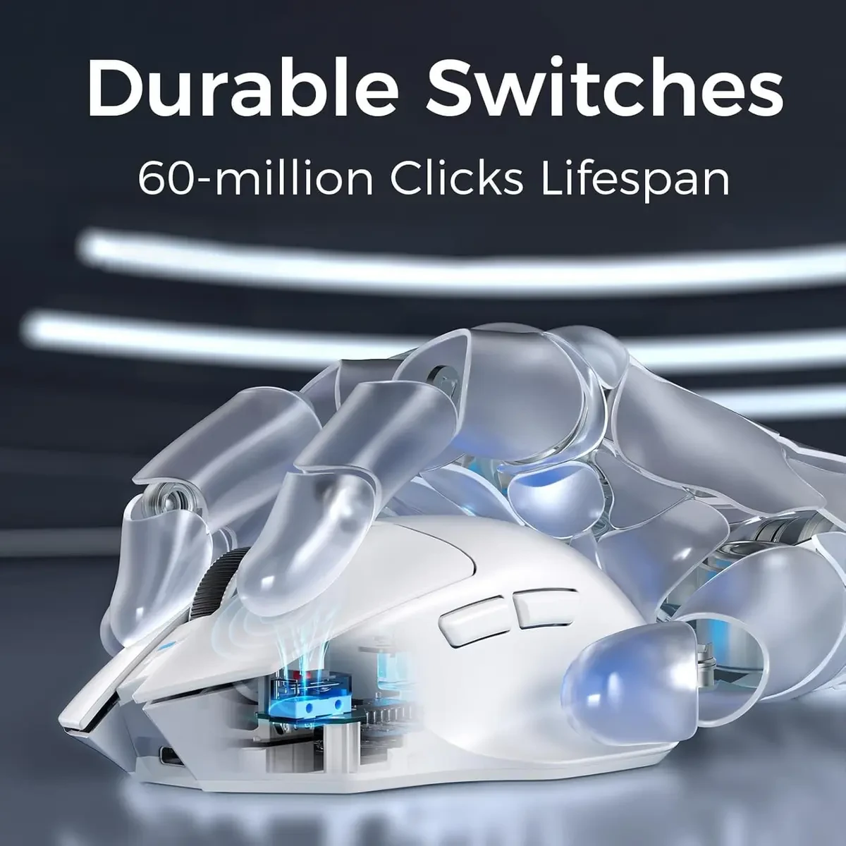 Mchose G7 Lightweight Ergonomic Wireless Gaming Mouse, PAW3311 12K DPI Sensor, Tri-Mode Connection, Wireless/Wired 1K Polling, 55g Weight, 800mAh Battery (Black) - Image 6