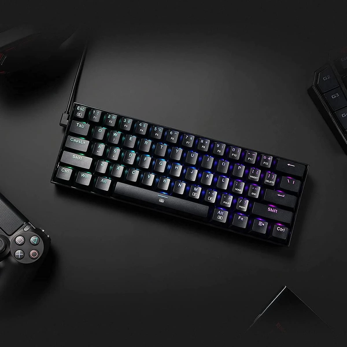 Redragon K630 Dragonborn 60% Wired RGB Gaming Keyboard, 61 Keys Compact Mechanical Keyboard with Tactile Brown Switch, Pro Driver Support, Black - Image 6