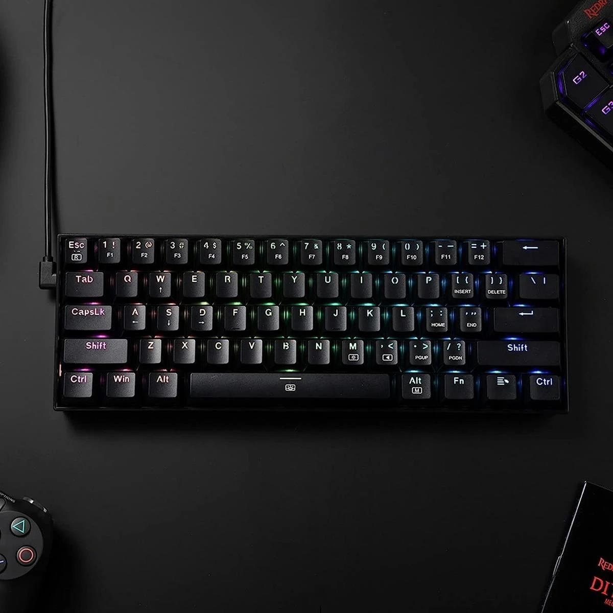 Redragon K630 Dragonborn 60% Wired RGB Gaming Keyboard, 61 Keys Compact Mechanical Keyboard with Tactile Brown Switch, Pro Driver Support, Black - Image 7