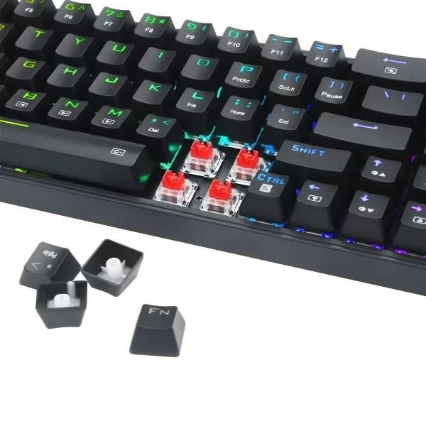 Redragon K628 Pollux Pro 75% 3-Mode Wireless RGB Gaming Keyboard, 78 Keys Hot-Swappable Compact Mechanical Keyboard w/Hot-Swap Free-Mod PCB Socket, Dedicated Arrow Keys & Numpad, Black, Red Switches - Image 3