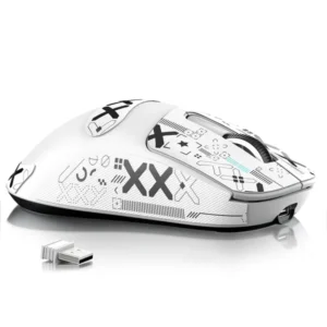 Attack Shark X3Max Wireless Gaming Mouse, PixArt PAW3950 Gaming Sensor, Up to 42K DPI, 100 Million Micro, 49g Lightweight Tri-Mode (BT5.2/2.4GHz/Wired) - White (with Grip Tape)