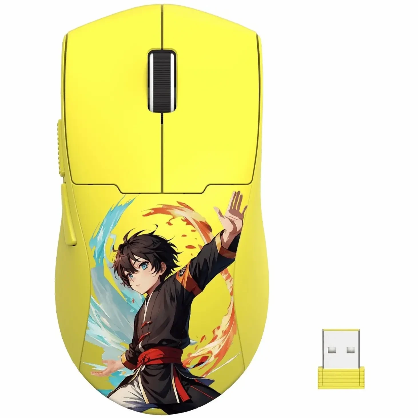 Redragon M918 K1NG MAX 1K Hz 3-Mode Wireless Gaming Mouse, 55G Lightweight 26K DPI Mouse w/Ergonomic Natural Grip Build, Full Programmable Buttons, Software Supports DIY Keybinds & DPI, Anime Yellow
