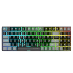 E-Yooso Z19 Gaming Keyboard, 94 Keys, USB Type-C Wired, Mechanical Keyboard, Hot-Swappable, RGB Backlight Multi-Mode, Blue Switch, Black Grey