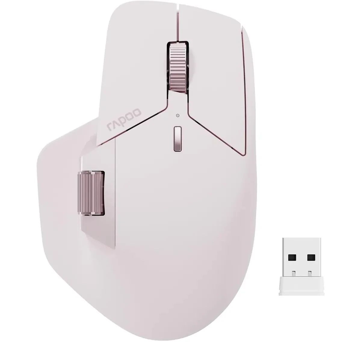 Rapoo MT760L Multi-Device Wireless Mouse, Bluetooth 5.0 and 2.4G Multi-Mode Connection, Up to 4 Devices, 11 Programmable Buttons, 4K DPI, 90 Days Battery Life, PC, Pink