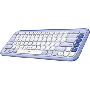 Logitech Pop Icon Keys Wireless Bluetooth Keyboard, Comfortable Typing, Programmable Keys, Easy-Switch Between up to 3 Devices, for Laptop, Tablet, PC – Lilac and Off-White