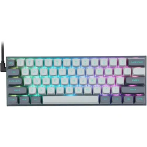 E-Yooso HZ61 Rapid Trigger Gaming Keyboard, Magnetic Switches&Adjustable Actuation, Compact 61 Keys Mechanical Keyboard, PBT Keycap, RGB Backlit, Grey Light Grey