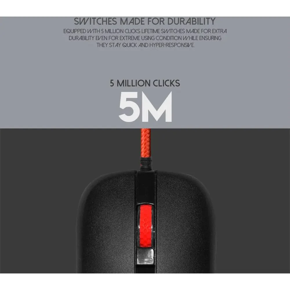 Fantech Rhasta II G13 Gaming Mouse, Optic Sensor, 2400 DPI Resolution, Ambidextrous Design, RGB Lights, Silicone & Rubber Scroll Wheel, 1.8m Cable, Black - Image 3