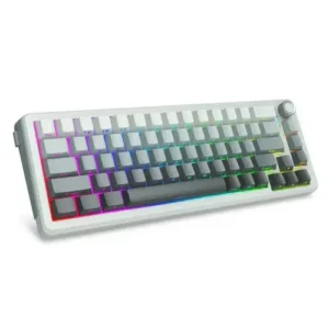 E-Yooso Z68 Wireless Mechanical Gaming Keyboard - 68-Keys Tri-Mode (BT/2.4G/Type-C) Wired Keyboard, Silverwood Switch, Rotary Knob, Gasket Structure, RGB Backlight, Gradient Gray