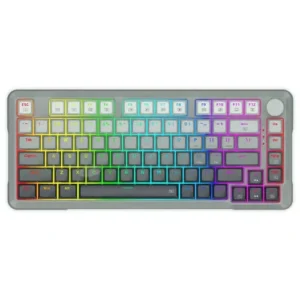E-Yooso HZ82 Rapid Trigger Gaming Keyboard, Hall Effect Magnetic Switch, Adjustable Actuation, 8k Hz Polling Rate, Volume Knob, RGB Backlit, PBT Keycaps, 75% Compact Wired for PC Gamer, Gradient Grey