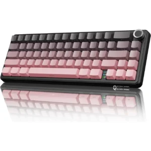 Attack Shark X66 Wireless Mechanical Gaming Keyboard with Knob, Tri Mode USB-C/BT5.0/2.4G Gasket Mounted 60% RGB Gaming Keyboard, Side Printed PBT Keycap, Hot Swappable Strawberry Switch (Blackberry)