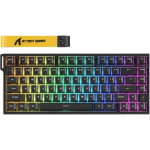 Attack Shark R82 HE Rapid Trigger Wired Mechanical Gaming Keyboard TKL NKRO with 8K Polling, 0.005mm RT Accuracy, 256K Scan Rate, 5 Layer Sound Damped, Hall Effect Magnetic Switch, Driver for PC Mac (Black)