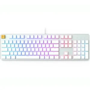 Glorious GMMK 100% Percent Full Size Custom Gaming Keyboard - USB Wired Mechanical Keyboard, RGB Hot Swappable Switches & Keycaps - White Metal Top Plate