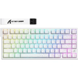 Attack Shark R82 HE Rapid Trigger Wired Mechanical Gaming Keyboard TKL NKRO with 8K Polling, 0.005mm RT Accuracy, 256K Scan Rate, 5 Layer Sound Damped, Hall Effect Magnetic Switch, Driver for PC Mac (White Contour)