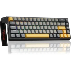 Aula WIN68 HE Max - Hall Effect Gaming Keyboard with WingChun Magnetic Switch, Adjustable Actuation Fast Trigger Mode, 8KHz Polling Rate, RGB Backlit Wired Mechanical Gaming Keyboard 60 Percent Compact Design, Grey Yellow