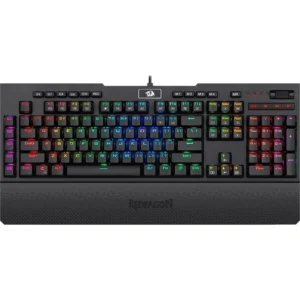 Redragon K586 Brahma RGB Mechanical Gaming Keyboard, 10 Dedicated Macro Keys, Convenient Media Control, and Detachable Wrist Rest, Brown Switch