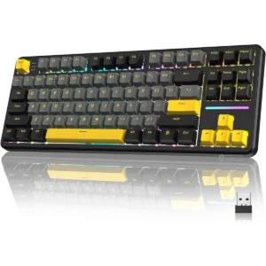 Attack Shark X87 Wireless Mechanical Keyboard, 75% TKL Custom Hot Swappable Keyboard, Gasket Mount Gaming Keyboard, PBT Keycaps, Pre-Lubed Strawberry Switches, 2.4GHz/USB-C/BT RGB Backlit Keyboard (Star Black)