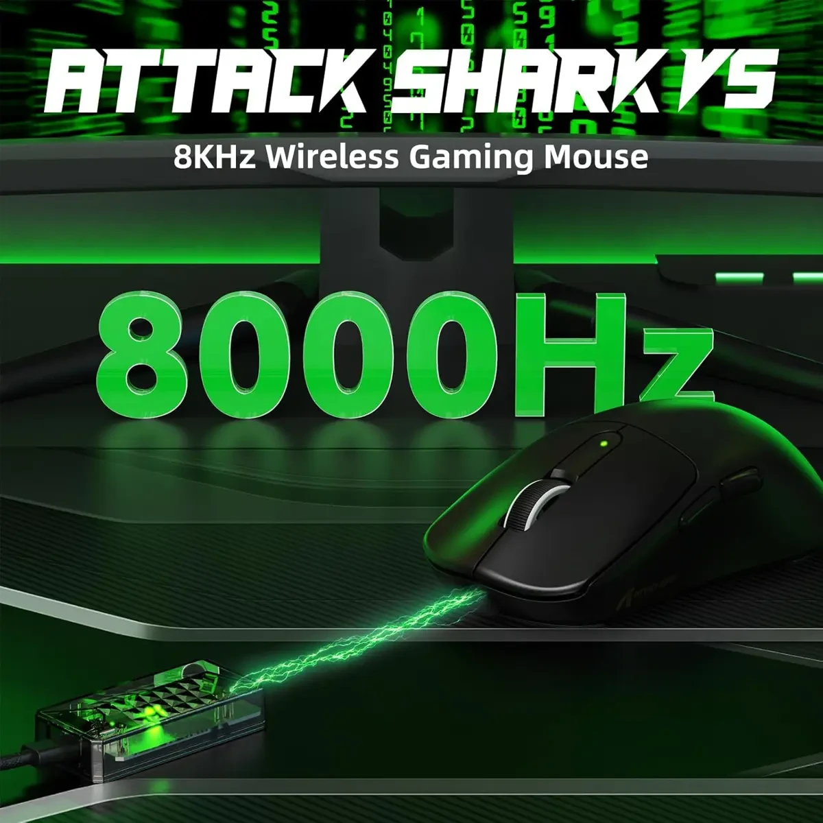 Attack Shark V5 Wireless Gaming Mouse with 42000 DPI, PAW3950 MAX Sensor, 55g Ultra-Lightweight, Nordic 52840 MCU, Wired/BT/2.4GHz Wirelss Programmable Mouse for PC/Mac (Black) - Image 2