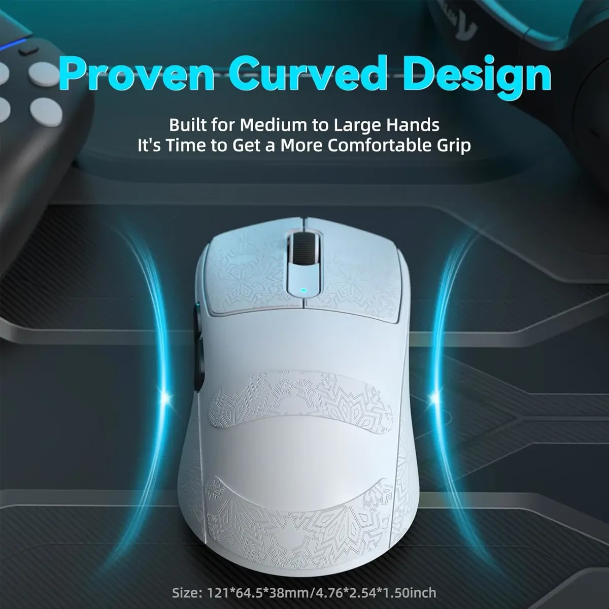 Attack Shark V5 Wireless Gaming Mouse with 42000 DPI, PAW3950 MAX Sensor, 55g Ultra-Lightweight, Nordic 52840 MCU, Wired/BT/2.4GHz Wirelss Programmable Mouse for PC/Mac (White) - Image 3