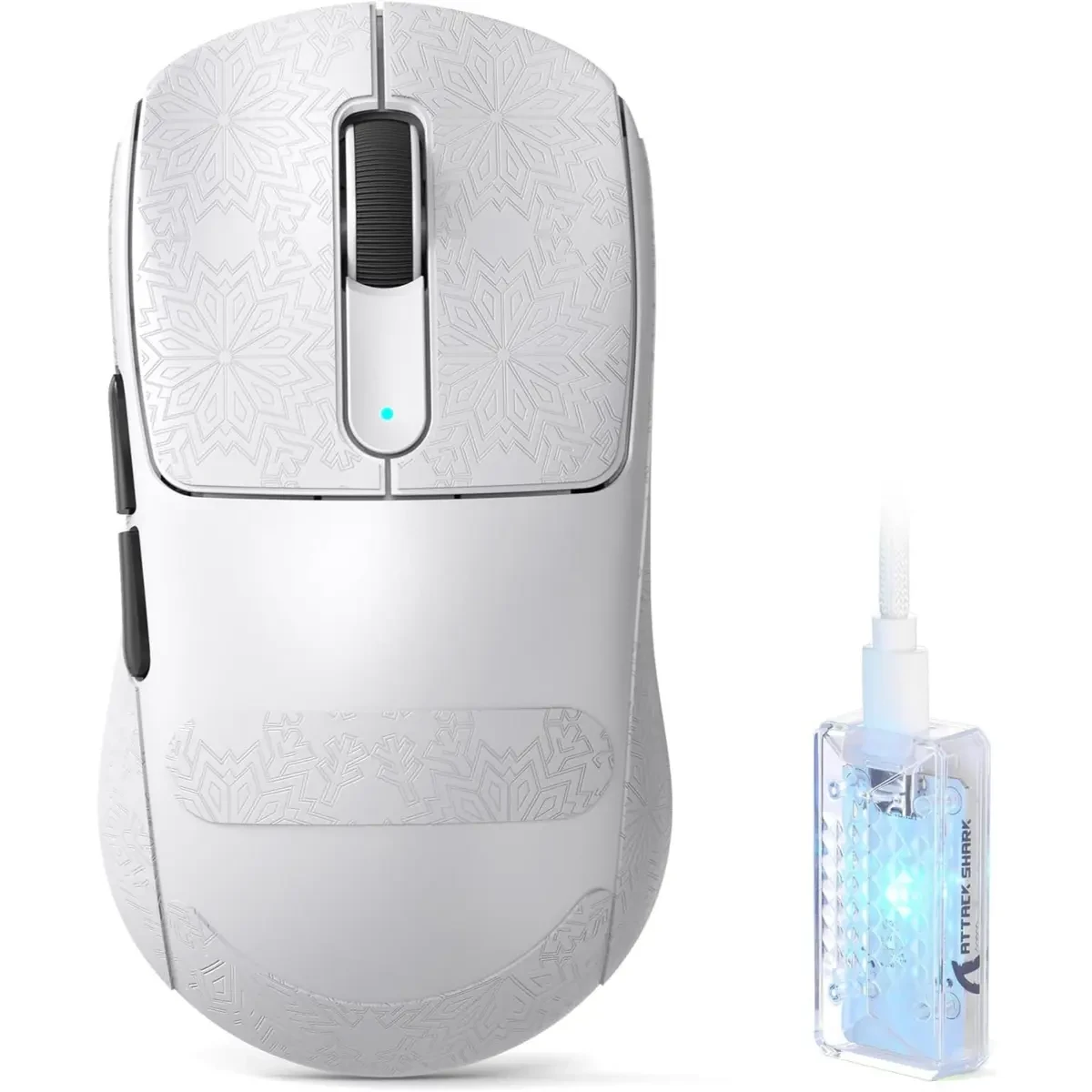 Attack Shark V5 Wireless Gaming Mouse with 42000 DPI, PAW3950 MAX Sensor, 55g Ultra-Lightweight, Nordic 52840 MCU, Wired/BT/2.4GHz Wirelss Programmable Mouse for PC/Mac (White)