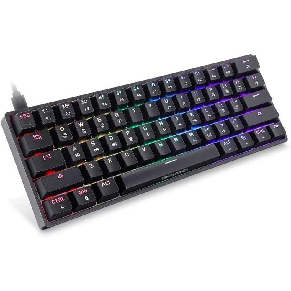Skyloong GK61 SK61 60% Wireless Mechanical Gaming Keyboard, Bluetooth/2.4GHz/USB-C, Mini Compact 61 Keys RGB Illuminated LED Backlit Programmable, for PC/Mac Gamer - Black - Image 3