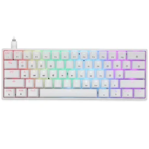 Skyloong GK61 SK61 60% Wireless Mechanical Gaming Keyboard, Bluetooth/2.4GHz/USB-C, Mini Compact 61 Keys RGB Illuminated LED Backlit Programmable, for PC/Mac Gamer - White