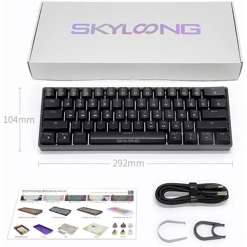 Skyloong GK61 SK61 60% Wireless Mechanical Gaming Keyboard, Bluetooth/2.4GHz/USB-C, Mini Compact 61 Keys RGB Illuminated LED Backlit Programmable, for PC/Mac Gamer - White - Image 6