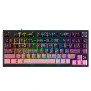 Skyloong GK75 HE 75% Gaming Keyboard USB Wired Magnetic Switch Mechanical Keyboard with Cherry Profile Double-Shot PBT Keycaps, South-Facing RGB Backlit and Knob, Skyloong Phantom Crystal White Switches (Contour Line Blackberry)