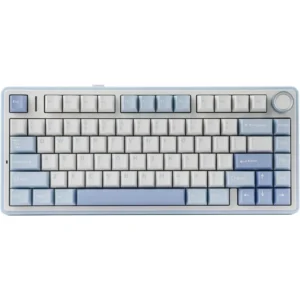 Aula F75 Gasket Mechanical Keyboard, 75% Wireless Hot Swappable Gaming Keyboard with Five-Layer Padding & Knob, Bluetooth/2.4GHz/USB-C, RGB (Sea Salt Blue)