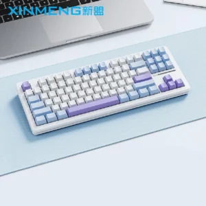 Sama Xinmeng M87 Pro V2 Mechanical Keyboard Three Mode RGB Wireless Gaming Keyboard Custom E-Sports Hot Swap Gasket PC Gamer Office (White Blue)