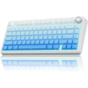 Aula F75 Wireless Mechanical Keyboard, 75% Gasket Hot Swappable Custom Keyboard, RGB Backlit Side Printed PBT Keycaps, 2.4GHz/USB-C/BT5.0 Mechanical Gaming Keyboard, Pre-Lubed Switches (Gradient Blue)