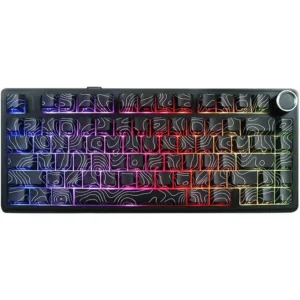 Aula F75 Gasket Mechanical Keyboard, 75% Wireless Hot Swappable Gaming Keyboard with Five-Layer Padding&Knob, Bluetooth/2.4GHz/USB-C, RGB, Pre-Lubed Switches (Black Contour)
