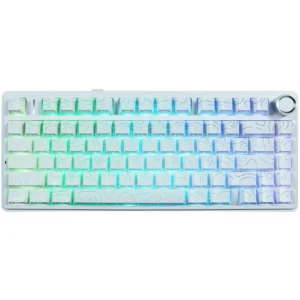 Aula F75 Gasket Mechanical Keyboard, 75% Wireless Hot Swappable Gaming Keyboard with Five-Layer Padding&Knob, Bluetooth/2.4GHz/USB-C, RGB, Pre-Lubed Switches (White Contour)
