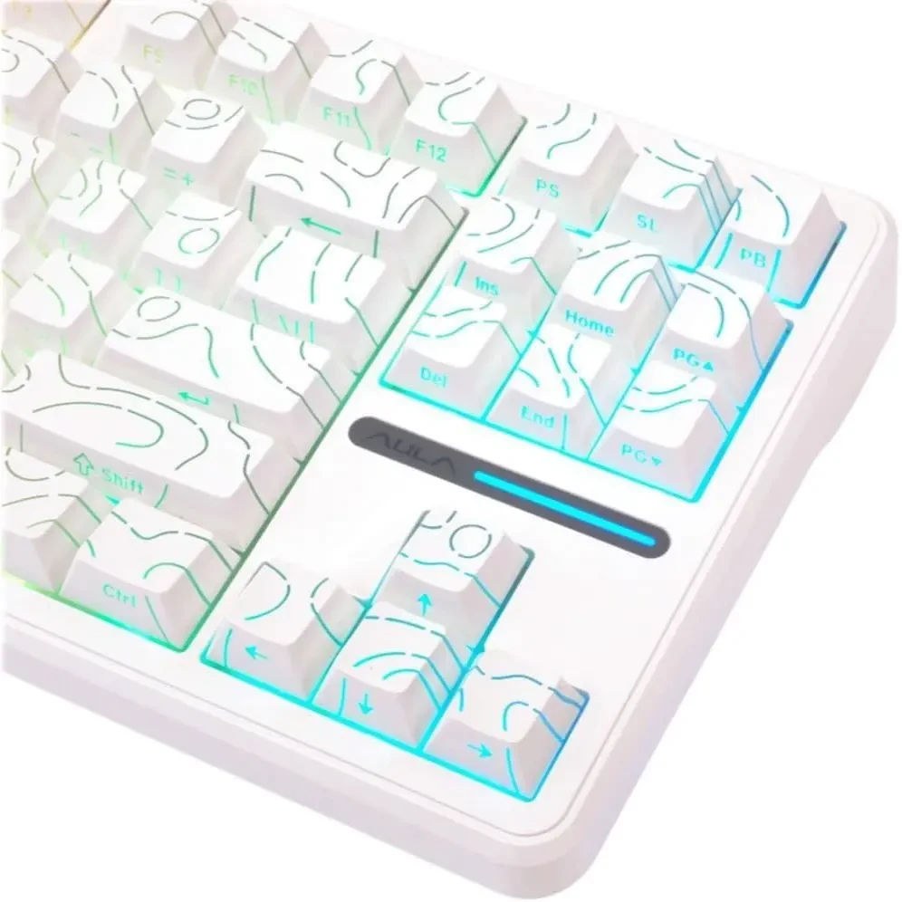 Aula F87 Pro Wireless Gasket Mechanical Keyboard, 87 Keys Compact TKL 3 Modes (Bluetooth/2.4GHz/Type-C) Gaming Keyboard, Hot Swappable, Full RGB Backlit Mechanical Keyboard (White Contour) - Image 6