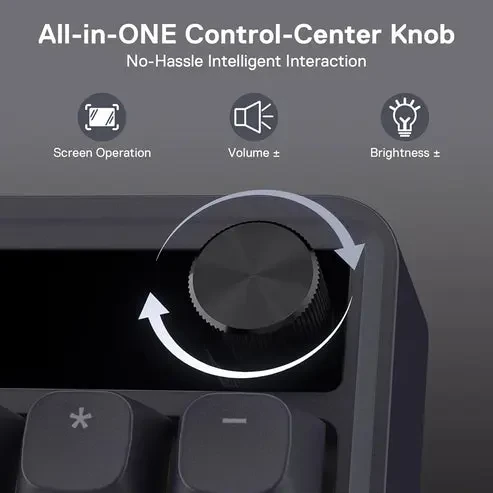 Redragon Terraflare K762 Pro Wireless Gasket Gaming Keyboard w/Hype Screen & Knob, 104 Keys Mechanical Keyboard, Easy-Control 1.14’’ TFT Info Display, 5-Layer Noise Dampening, Round PBT Keycaps, Mint Mambo Switch (Abyssal White Blue) - Image 3